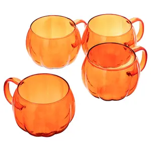 Orange Glass Pumpkin Mug 4 Pack