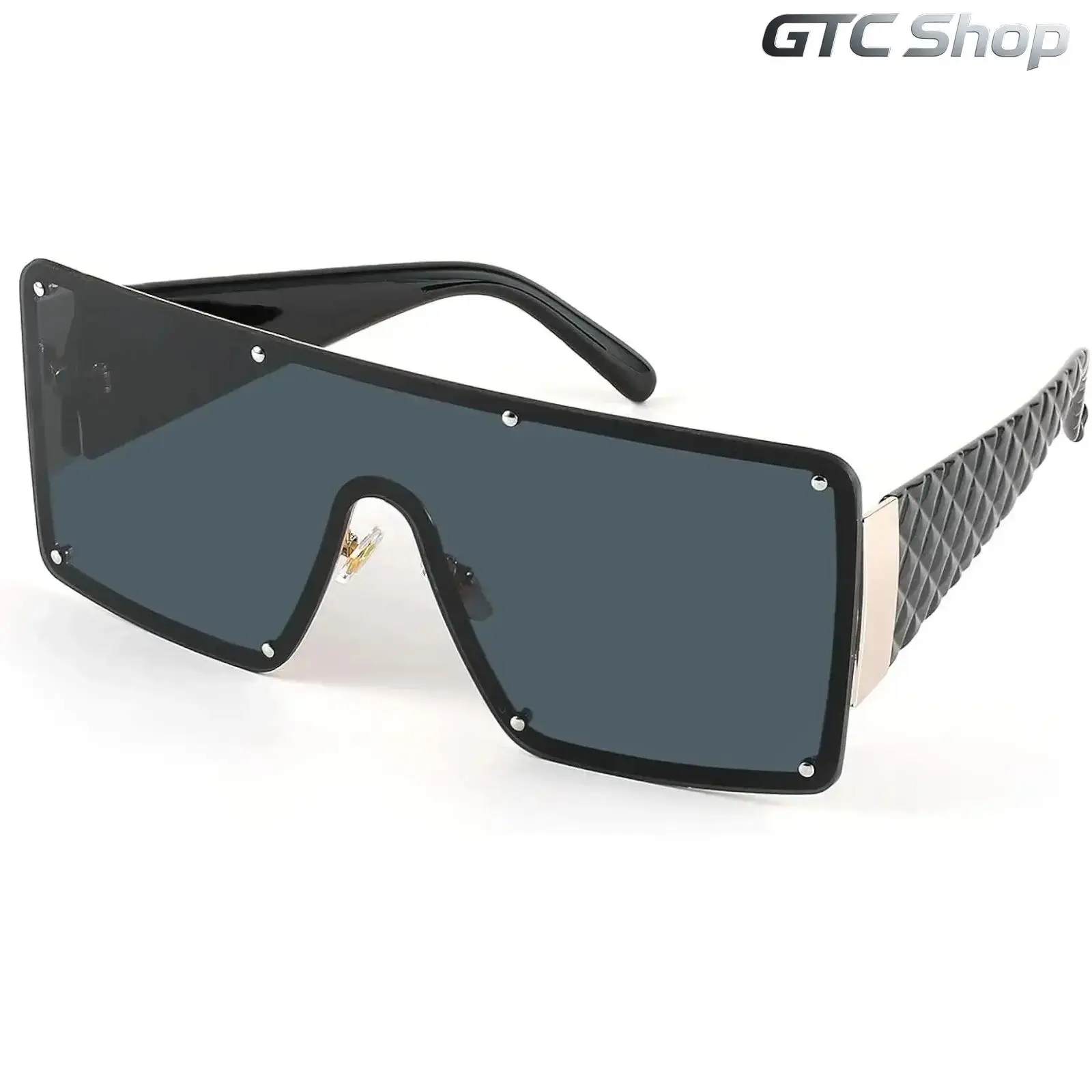 Oversized Square Flat Top Shield Sunglasses for Men & Women, One Piece Frameless UV400 Protection Eyewear, Lightweight Retro Trendy Shades for Streetwear Driving Daily Wear