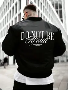 Men's Fall Outdoor Casual Comfortable Stand Collar Sweatshirt Jacket, 'do Not Be Afraid' Print, Holiday Gift, Fashion Pocket Zipper Coat