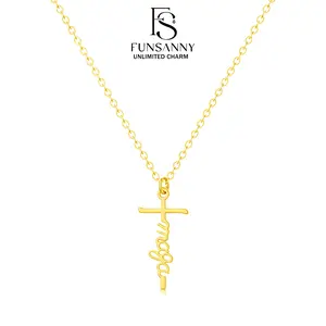 FUNSANNY Gold Cross Pendant Necklace Men Women Make America Great Again Gold Chain Versatile and Timeless Cross Necklace  Waterproof Patriotic Design