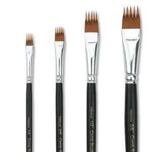 Paint Brush Comb Set - 4PCS Professional Grainer Brushes for Acrylic Painting, Oil & Watercolor - Texture Brushes for Artists & Beginners, Short Handle