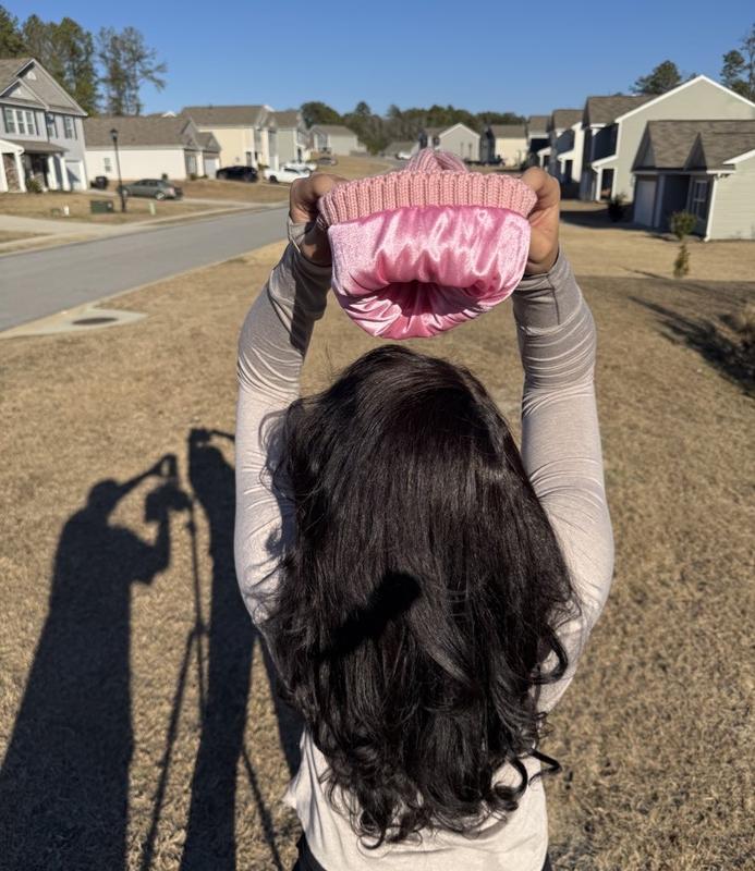 MNJSales Satin Silk Lined Beanie for Hair Growth, Reduced Friction, and Moisture Maintenance satin beanie hat cute