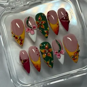 ACRYLIC or BUILDER GEL handmade press ons - Tropical Summer