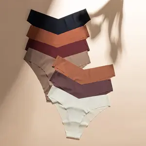 Women Seamless Bikini Cheeky Underwear Invisible No Show Panties V-Waist Hipster Ladies Soft Stretch Multi Pack