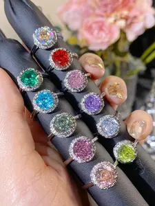 ICED CHICS Hip-hop high-end octagonal rose-shaped ring, open ring, adjustable rings, stackable rings, multiple colors, light luxury style, the best gift for your partner