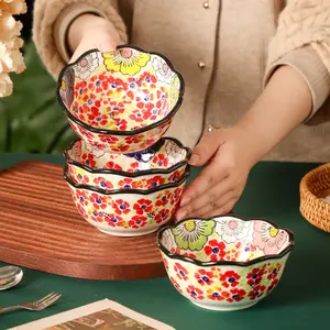 Bohemian Style Ceramic Bowl Set, Vibrant Design, Dishwasher & Microwave Safe, Ideal for Cereal, Soup, Ice Cream, Pasta, Perfect Gift, Ceramic Pasta Bowls, Ceramic Salad Bowls