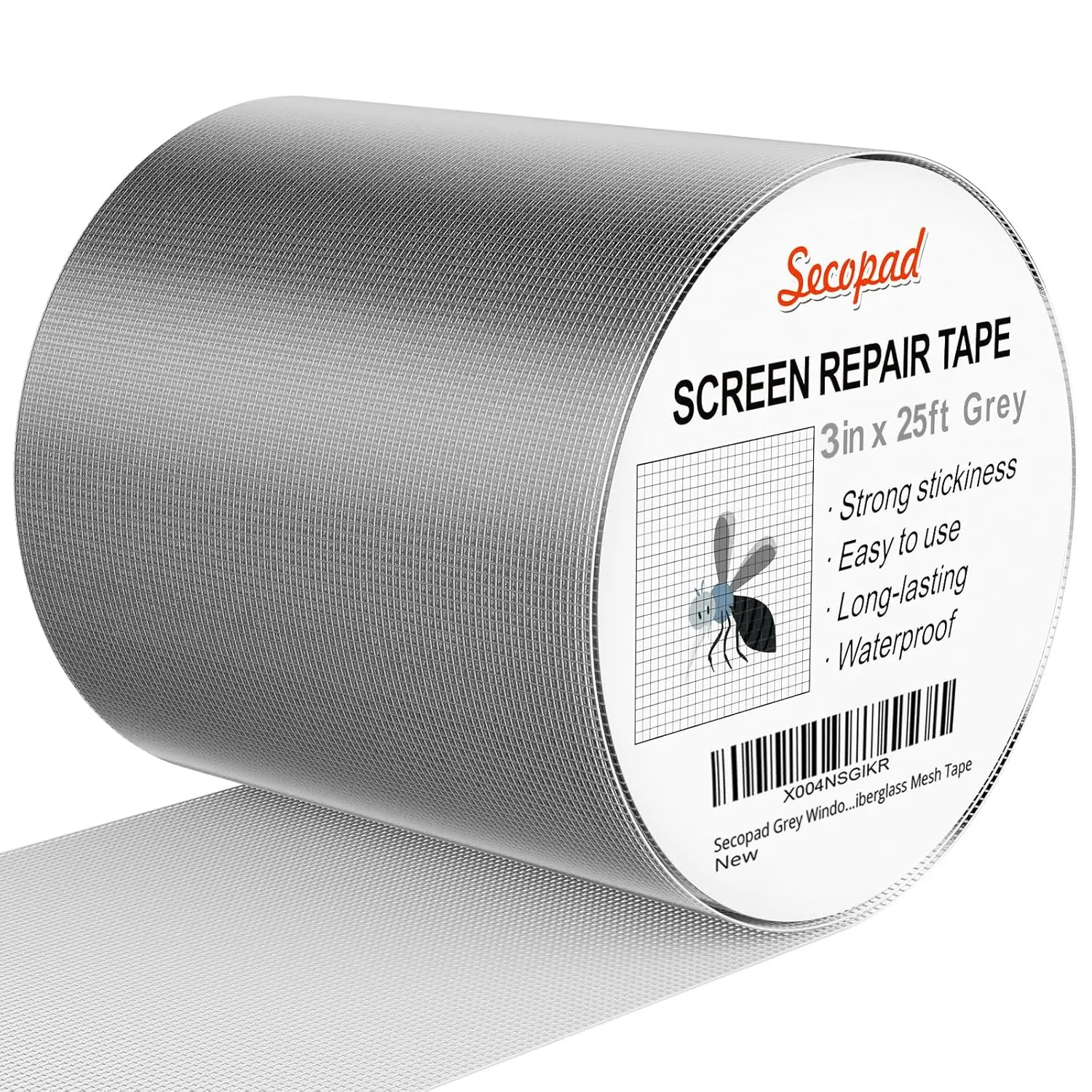 3IN X 25FT (300IN) Screen Repair Kit for Windows or Doors, Grey Window Screen Repair Tape, Strong Adhesive Patch Kit Fiberglass Mesh Tape