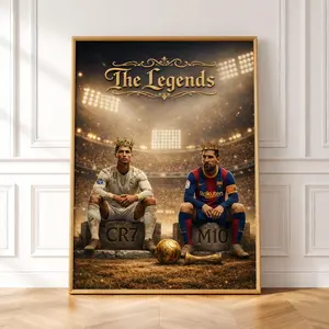Cristiano Ronaldo, Lionel Messi, Soccer Poster, Football Legends Print ( Unframed - Print Only )