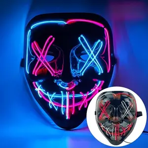 LED Light Up Mask, 1 Count Creative Glow in The Dark Mask, Party Costume Accessories for Men & Women, Cosplay Mask for Halloween Party
