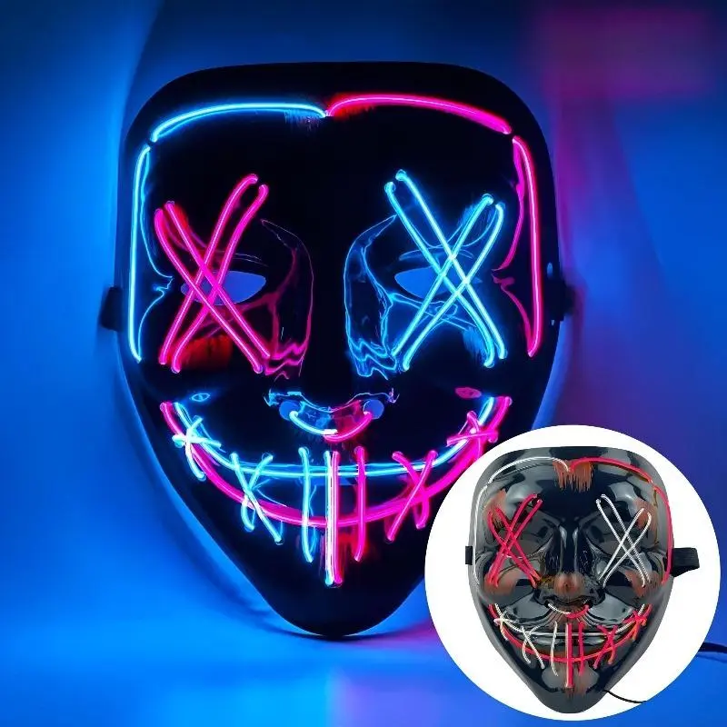 LED Light Up Mask, 1 Count Creative Glow in The Dark Mask, Party Face Masks, Twilight Masquerade, Party Costume Accessories for Men & Women, Cosplay Mask for Halloween Party, Party Accessory