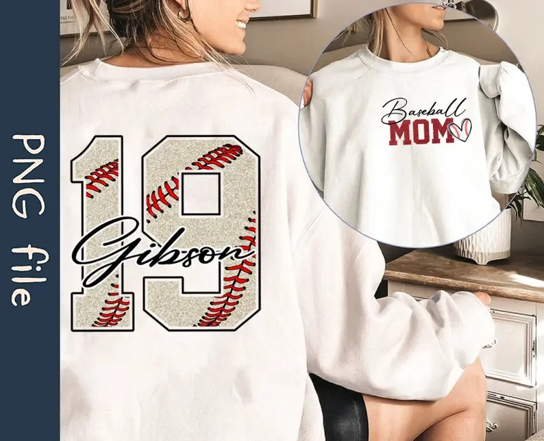 Personalized Baseball Mom Shirt, Faux Glitter Shirt, Gameday Baseball Shirt, Baseball Lover Shirt, Baseball Season Shirt