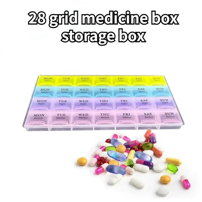 Organize Your Medications with This Portable, Large Capacity English Healthcare Medical Organizer Medicine Box - 28 Grids! Vitamin Organizer