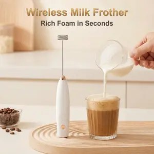 Portable Handheld Electric Milk Frother - eggbeater Kitchen Utensil for Quick Morning Latte Preparation or DIY Boba Tea Making in Seconds