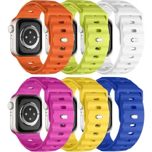 Sport Bands 6-Pack Compatible with Apple Watch Ultra 3/2 Band 49mm 46mm 45mm 44mm 42mm, Wide Soft Silicone Wristbands Waterproof Strap Men for iWatch Series 11 10 9 8 7 6 5 4 3 SE Ultra