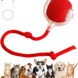 Interactive Rolling Dog Ball,Electric Dog Ball Toy,2024 New Interactive Rolling Ball Dog Toy,Viral Rolling Ball for Dog/Cat,360° Smart Automatic Rolling Ball Toy Rechargeable（Red）