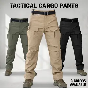 Men’s tactical cargo pants with multiple pockets featuring flap designs, knee-level 3D shaping for unrestricted movement, includes a webbing belt; durable, breathable, quick-drying fabric—versatile for outdoor hiking, mountaineering, everyday commuting, a