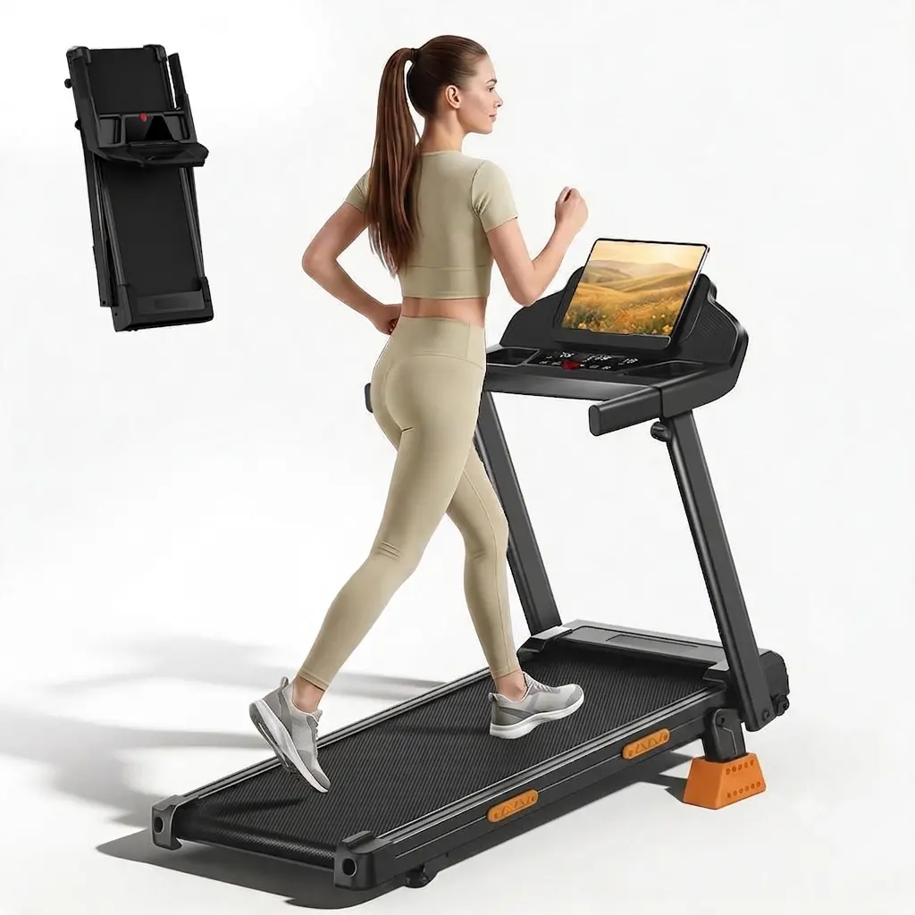Umay 16% incline treadmill with handrails, foldable, 400 lbs weight capacity, 3.0 hp quiet treadmill, LED display, Summervibes, Summerwins Multifunctional Walking Pad Home Fitness Equipment