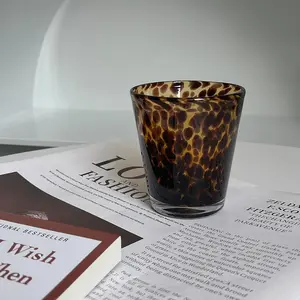 Vintage Style Tortoiseshell Glass Cup, Transparent Whiskey Glass, Antique Look Cocktail Mug, Home Use Kitchen Living Room Decor