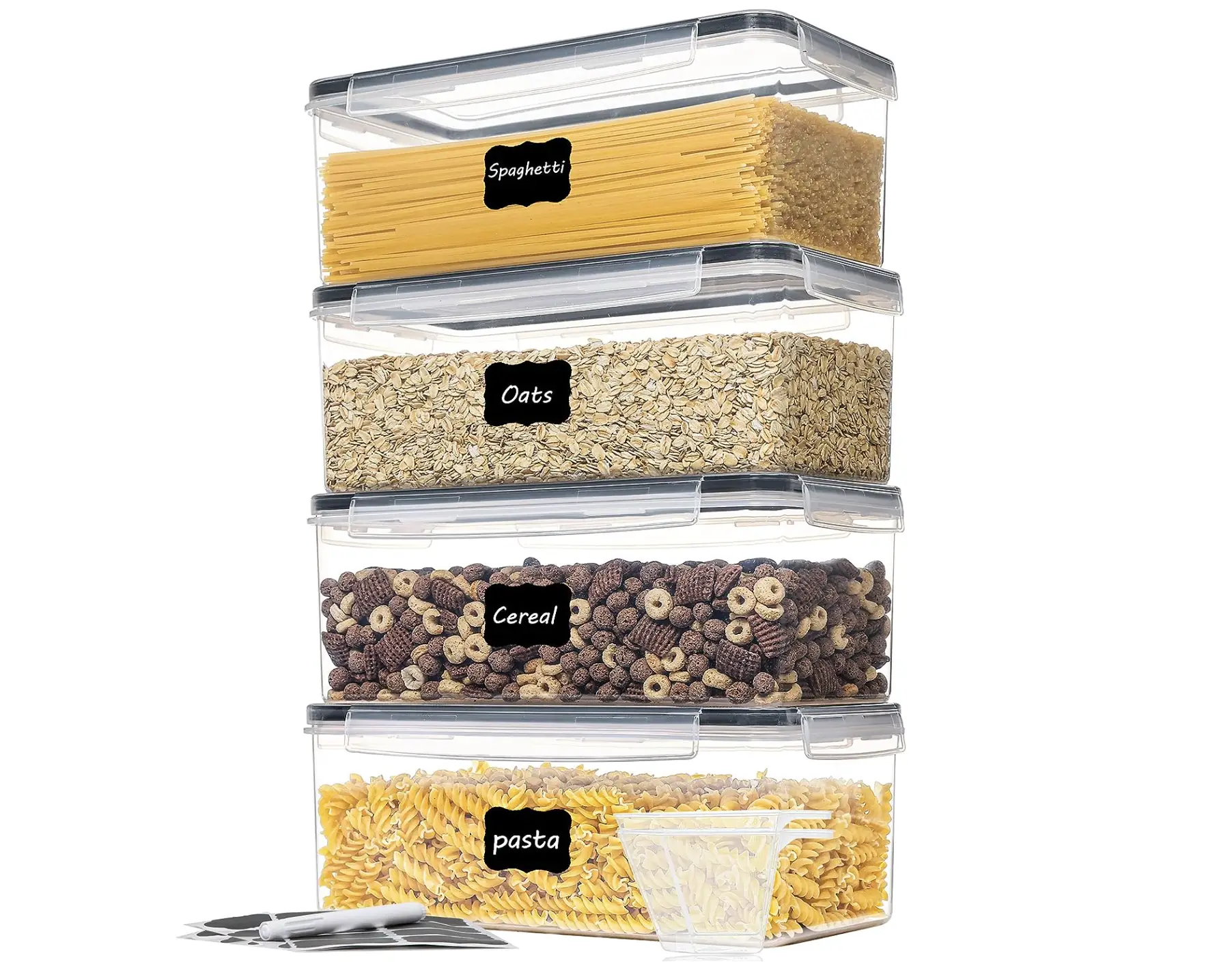 Vtopmart Airtight Food Storage Containers with Lids Set 3.2L, Plastic Spaghetti Container for Pasta organizer, BPA Free Air Tight House Kitchen Pantry