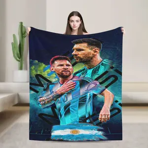 A flannel blanket with a Messi theme print, soft, comfortable and durable, perfect for beds, sofas, offices, camping or travel. 60*50 blanket plushthin quilt holiday gift Intense Nacho Printed Flannel Blanket