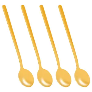 4pcs/Set Round Shape Coffee Spoon Stainless Steel Mini Teaspoons Sugar Dessert Spoon Ice Cream Soup Spoon Kitchen Accessories(gold)