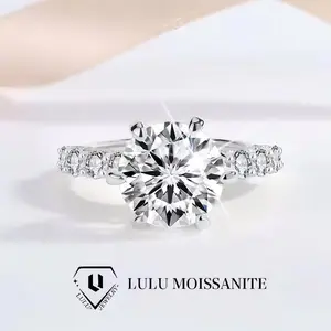 【#A358】(Nyla)Synthetic Moissanite Engagement Rings 2-5ct D Color VVS1 Round Cut 925 Sterling Silver Anniversary Wedding Promise Ring for Women