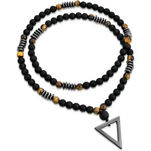 Tiger Eye Necklace for Men Bead Necklace Mens Natural Stone Crystal Healing Necklace Mens Jewelry Gifts for Men Tiger Eye Beads Bracelet