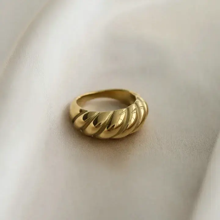Fashionably Late Co. 18K Gold PVD Plated 316L Stainless Steel Rings Finger Chunky Wedding Statement Jewelry Shell Freshwater Pearl Zircon Ring