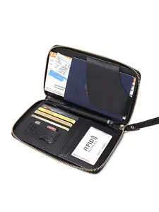 Unisex Zippered Passport Holder, Leather Travel Wallet with 2 Passport Slots, Multi-Card Organizer for Family Travel, International Trip & Gift