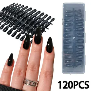 120pcs Pre-Made False Nails, Medium-Length Almond Shape, Acrylic Nail Tips, DIY Manicure Kit, Press-On Salon Quality Nails