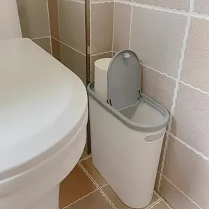 Space-Saving Oval Trash Can - Quiet Closing, Large Capacity, Manual Opening, 1pc - Perfect for Kitchen, Bathroom, Office, Bedroom