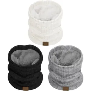3 Pack Knit Winter Neck Warmer for Women and Men Thick Infinity Scarf Cold Weather Fleece Neck Gaiter