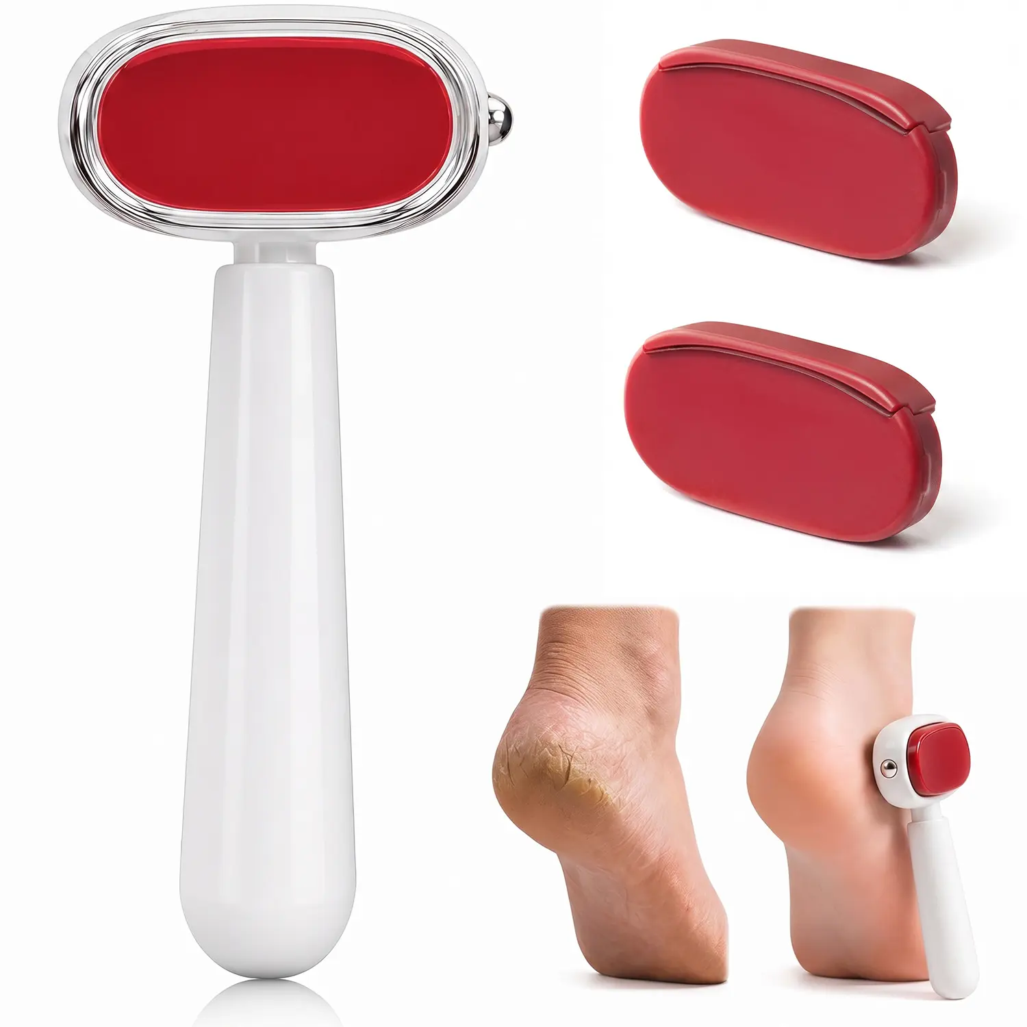 Dual-Sided Foot Callus Remover with Replaceable Stainless Steel Blade, Manual Foot Scraper & Filing Tool for Rough, Hard, Dry Heel & Sole Skin, Portable Beauty & Personal Care Pedicure Tool
