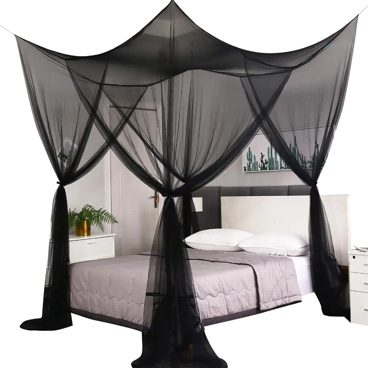 Four-corner mosquito net – suitable for outdoor and home use; bed canopy, netting, and curtain set.