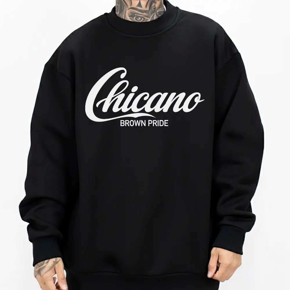 Chicano Brown Pride Typo Graphic Style Chicano Clothes Chicana Style Valentine Day Gift Unisex Hoodie Medium Heavy Sweatshirt T Shirt for Men & Women Full Size S-5XL