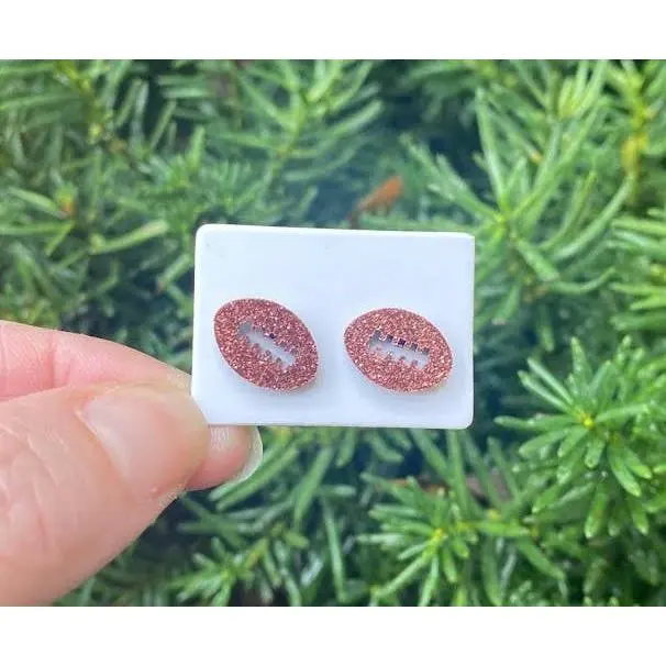 Football Glitter Acrylic Stud Earring Chiefs Eagles