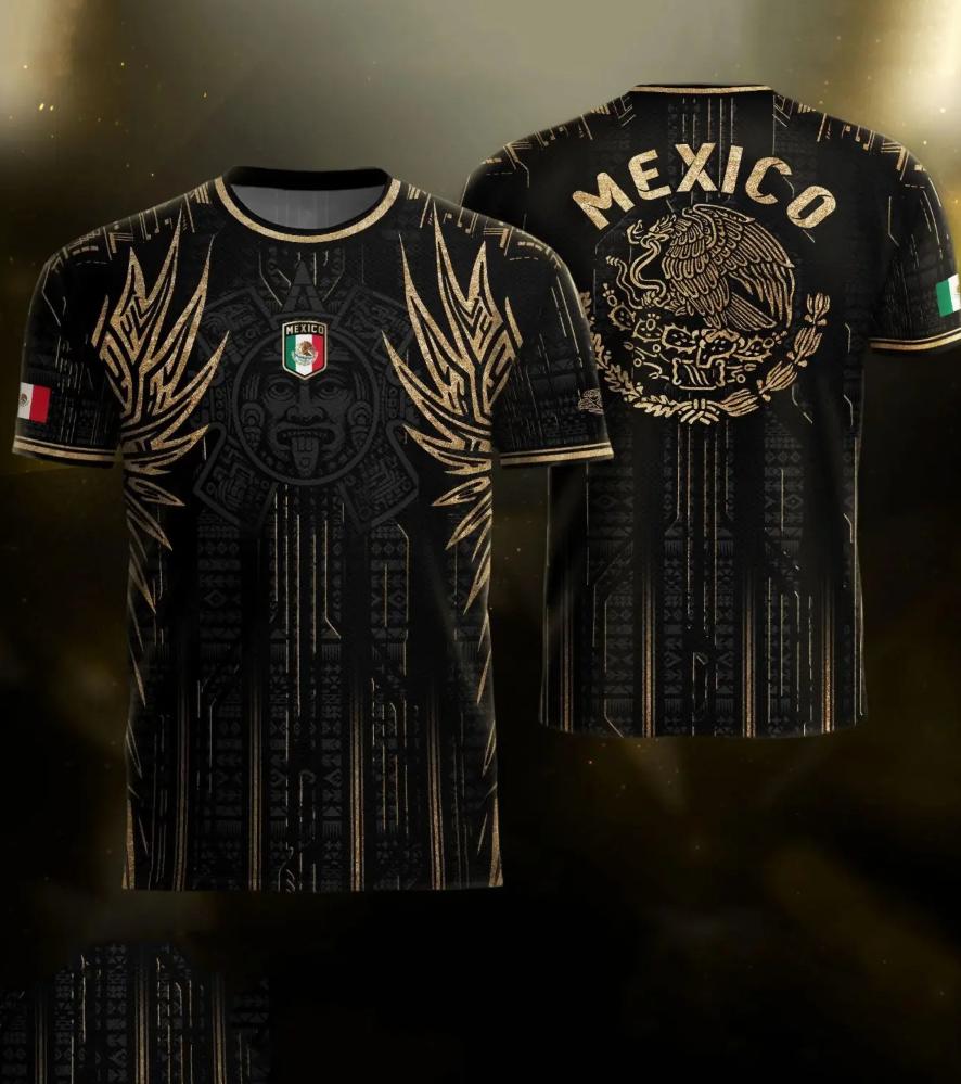 Men's Mexican Aztec football T-shirt, football uniform, breathable fast drying sports fabric, casual slim fit long sleeves, are the perfect gift for fans and players, unisex jerseys for men and women