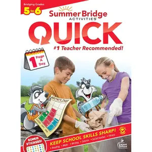 Summer Bridge Activities Quick 5th to 6th Grade Workbooks All Subjects, Middle School Books With Math, Language Arts, Social Studies, Science, Fitness, Reading, Handwriting, and Reinforcement Learning