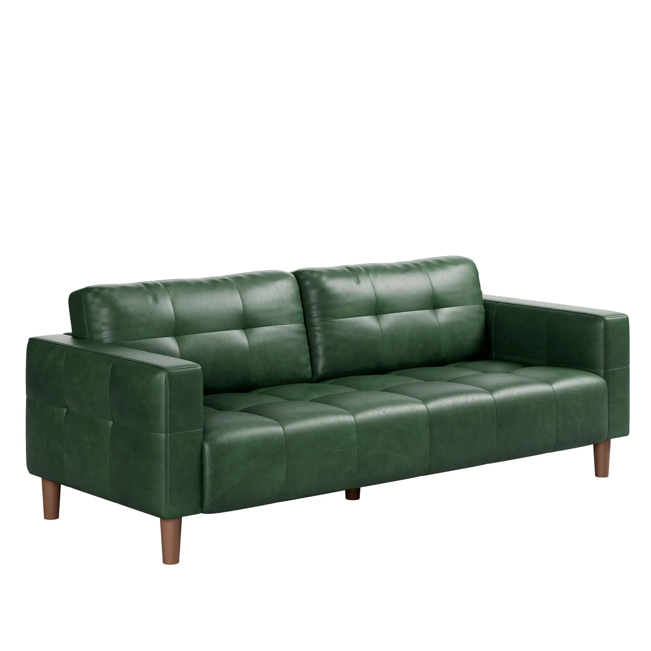 Garvee 83-Inch 3-Seater Faux Leather Sofa Couch with Waterproof Surface, Back Cushion, Wide Armrests, and Sturdy Support Feet, Ideal for Office, Living Room, or Bedroom in Green