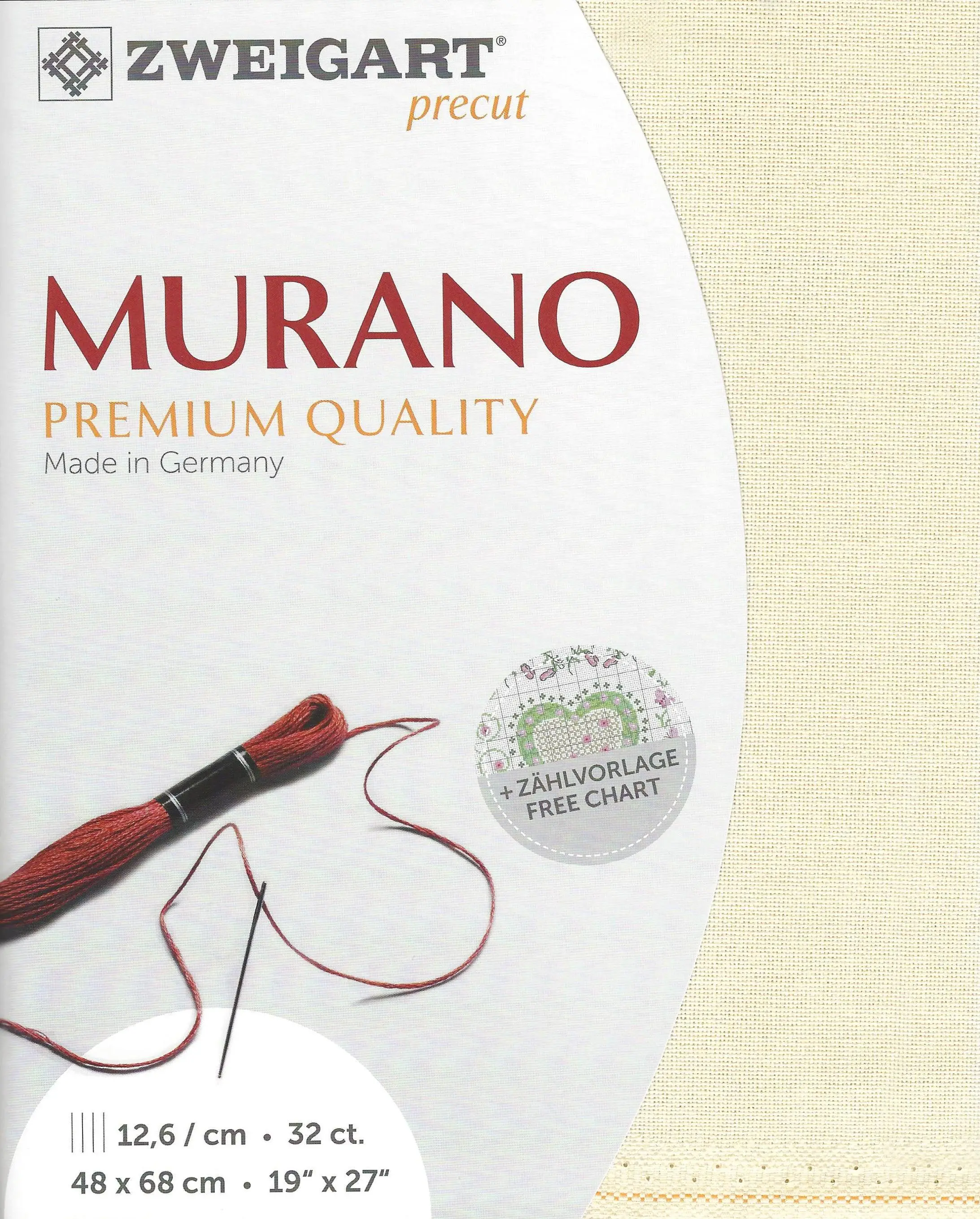 32-Count Ivory Precut Murano Cross Stitch Fabric by Zweigart 3984/264