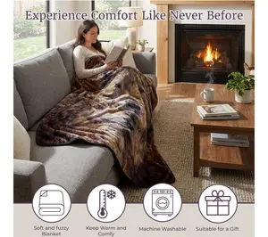 Lavish Home Oversized Throw Mink-Style Weighted Wolf Blanket