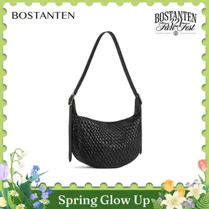 BOSTANTEN Woven Shoulder Bags for Women Tote Bags Retro Crossbody Bags Leather Luxury Purse Hobo Handbag with Adjustable Strap SpringStatements