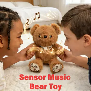 Valentine’s Day Gift Toy · 3-Day Shipping | Sensor Music Bear Interactive Stuffed Animal - Cuddly Plush Toy with Music, Super Cute Keychain Gift for Kids & Couples
