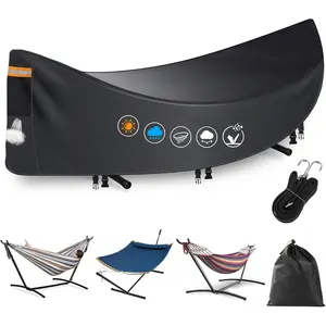 Hammock Cover ,Heavy Duty 420D Hammock Stand Covers for Outdoor,Breathable Dust Protector with 2 Air Vents,3 Windproof Buckles,Universal Cover Fits for 11-12ft Stand,-weather