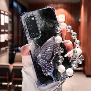 Luxury 3D Butterfly Ink - Art Pearl Bracelet Shockproof Case for Samsung Galaxy S20 / S20 FE / S20 Ultra Accessories