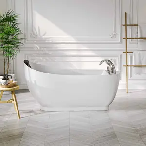 59" Acrylic Freestanding Whirlpool Tub with Reversible Drain