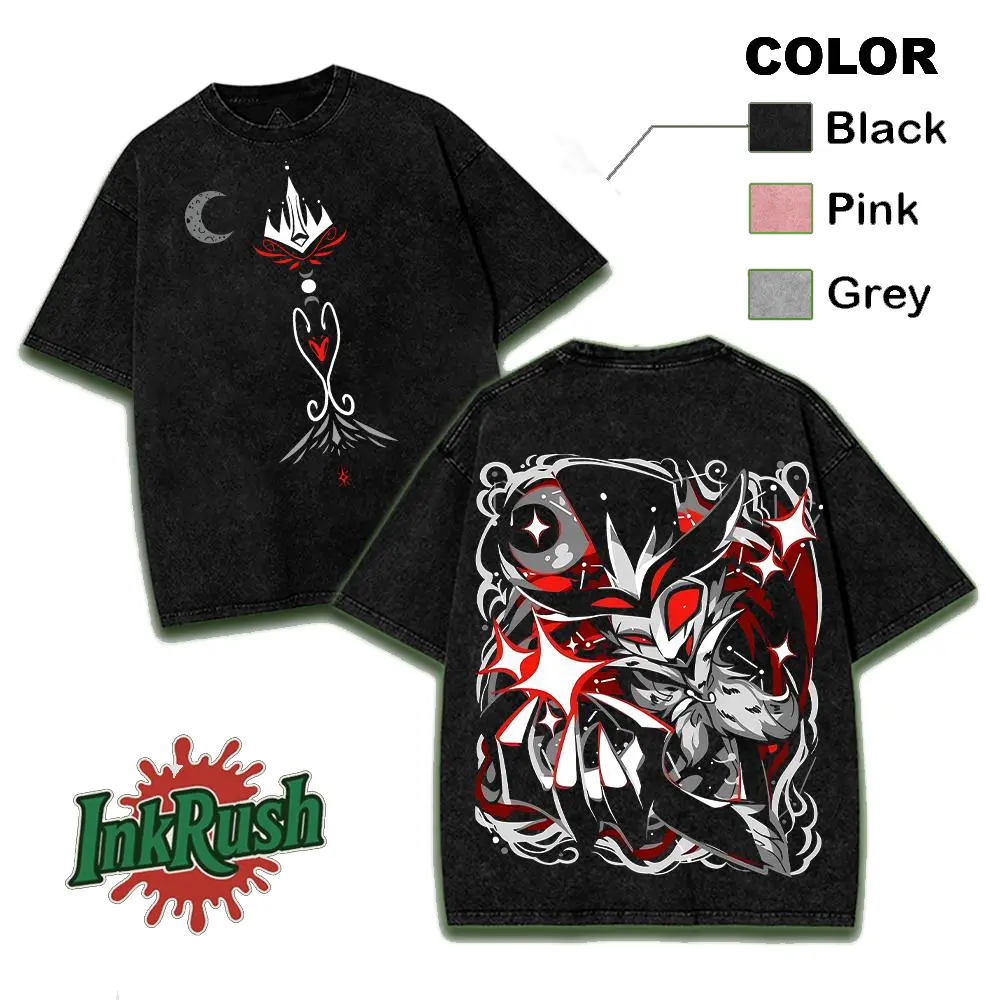 Stolas & Blitzo Helluva Boss v2, Hazbin Washed Shirt, Comic Shirt, TV Show Shirt graphic tees Menswear Top Cotton Fabric lover streetwear