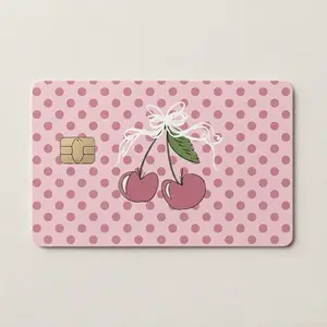 Pink cherry Credit Card Skin Cute Waterproof Vinyl Sticker Aesthetic Card Cover 3 37 x 2 125 in Premium Scratch Resistant