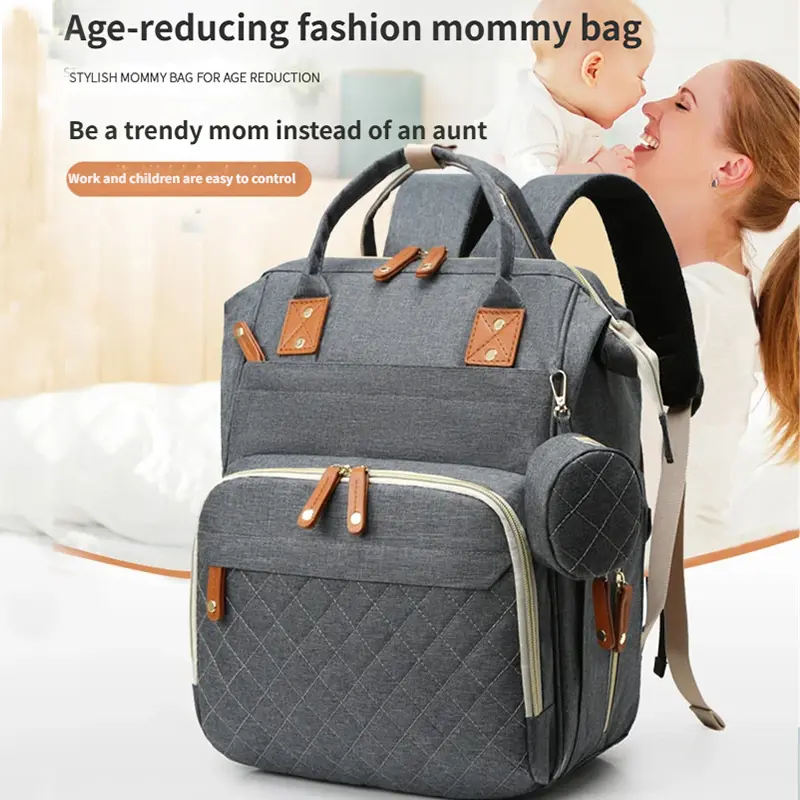 Modern Solid Color Diaper Bag Backpack for Moms, Large Capacity Multi-Pocket Organizer with Insulated Pockets for Travel