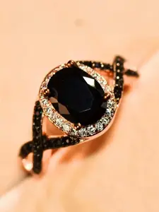Women's Elegant Artificial Gemstone & Rhinestone Decorated Ring, Exquisite Trendy Twist Design Ring, Fashionable Jewelry for Women for Party Decoration As Gift